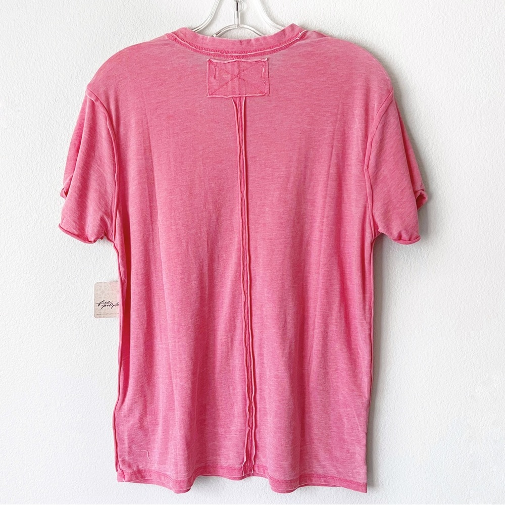 FREE PEOPLE WE THE FREE BELLA TEE PINK SPICED CORAL TEE SHIRT TOP OVERSI… - Picture 3 of 16